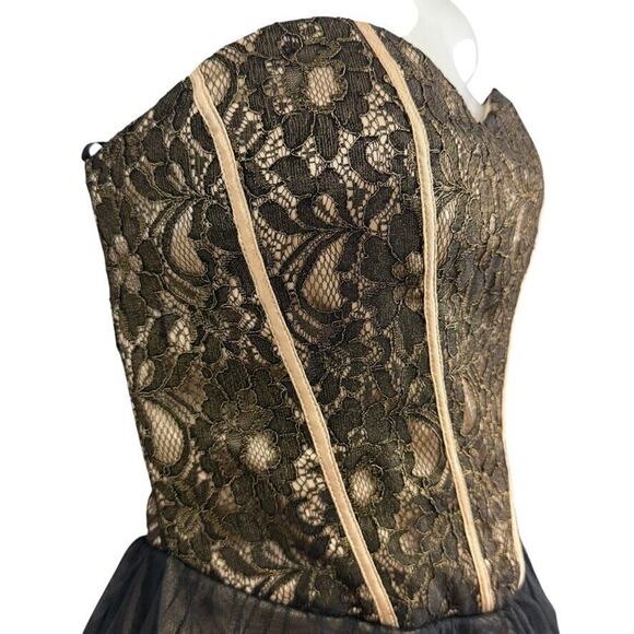 Deb Womens Black Tulle Lace Ruffle Whimsigoth Strapless Coquette Prom Dress 9/10 - Picture 4 of 16